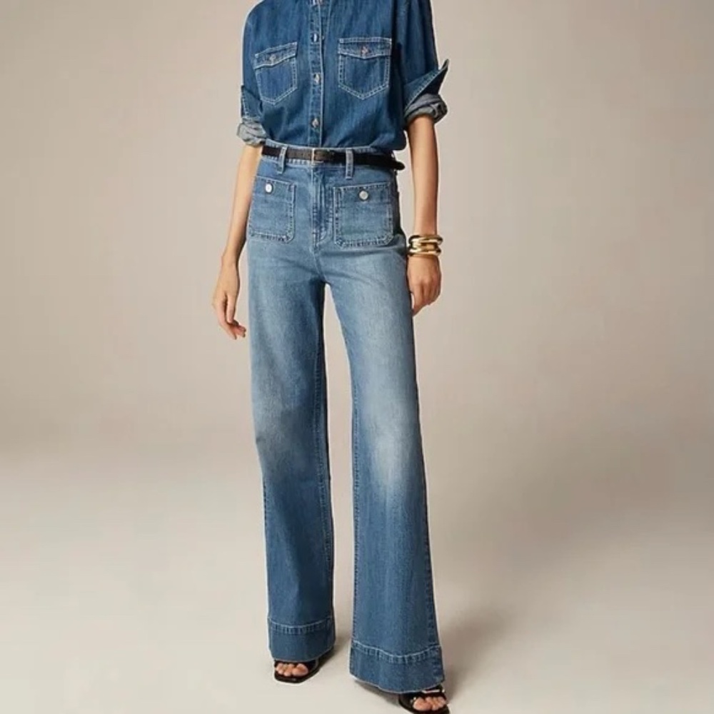 NWOT, J.Crew Women’s High-Rise Sailor Denim Trouser Jeans in 1996, 28